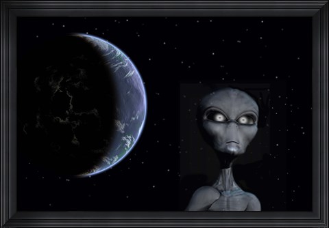 Framed Grey Alien Print