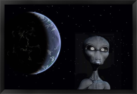 Framed Grey Alien Print
