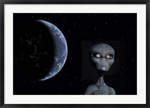 Framed Grey Alien Print