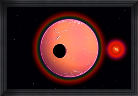 Framed Alien Planet Orbiting Earth Print