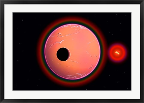 Framed Alien Planet Orbiting Earth Print