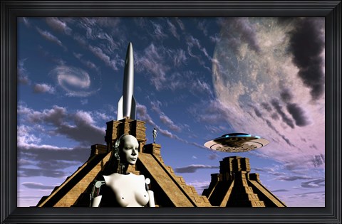 Framed Builders of Mayan Pyramids Print