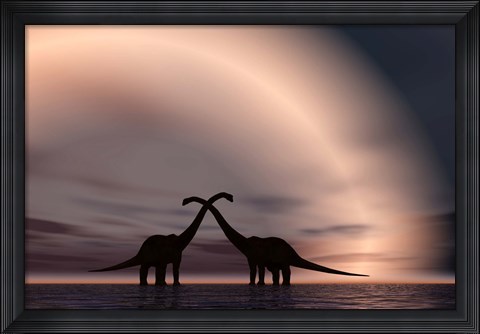 Framed Courting Dinosaurs Print