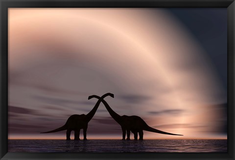 Framed Courting Dinosaurs Print