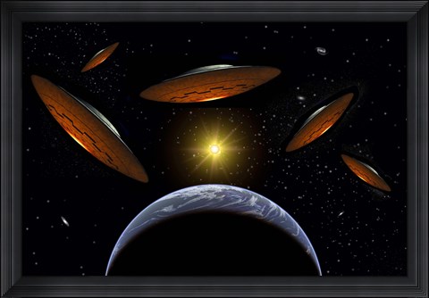 Framed Flying Saucers Print