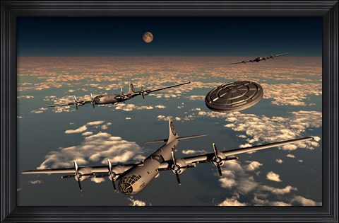 Framed UFO and B-29 Superfortress Aircraft Print
