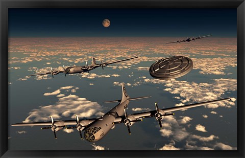 Framed UFO and B-29 Superfortress Aircraft Print