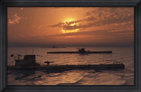 Framed Wolfpack of German U-Boat Submarines Print