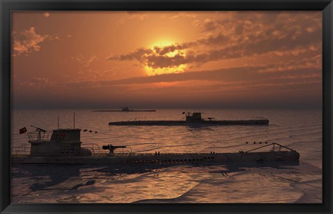 Framed Wolfpack of German U-Boat Submarines Print