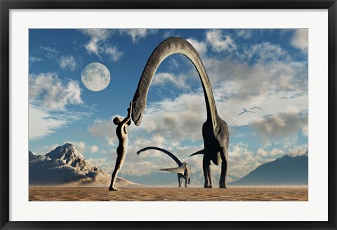 Framed Adam Greeting Omeisaurus Sauropod Dinosaurs Print