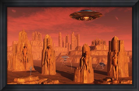 Framed Aliens Leaving Mars Print