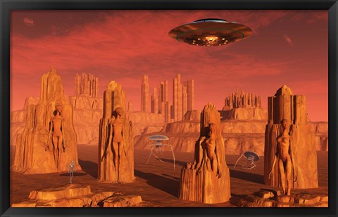 Framed Aliens Leaving Mars Print