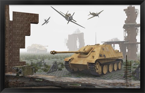 Framed American P-47 Fighter Planes Print