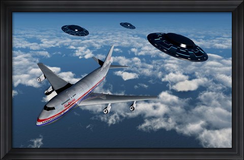 Framed Boeing 747 and UFO&#39;s Print