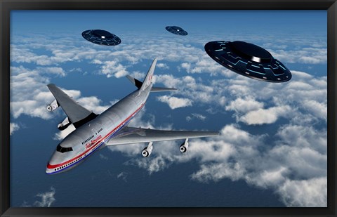 Framed Boeing 747 and UFO&#39;s Print