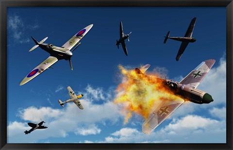 Framed British Supermarine Spitfires Print