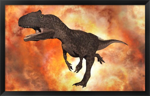 Framed Carnivorous Allosaurus Print