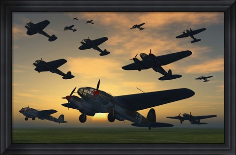 Framed German Heinkel Bombers Taking Off Print