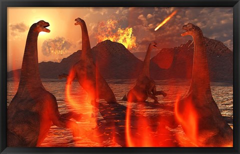 Framed Herd of Dinosaurs Print