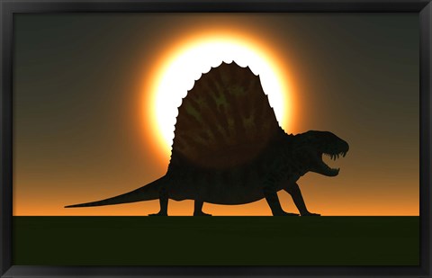 Framed Sail-backed Dimetrodon Print