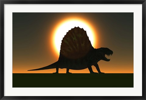 Framed Sail-backed Dimetrodon Print