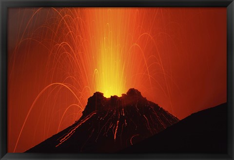 Framed Stromboli Eruption Print