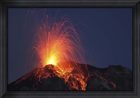 Framed Stromboli Eruption, Aeolian Islands Print