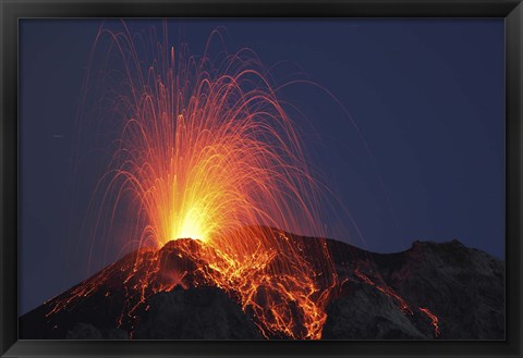 Framed Stromboli Eruption, Aeolian Islands Print