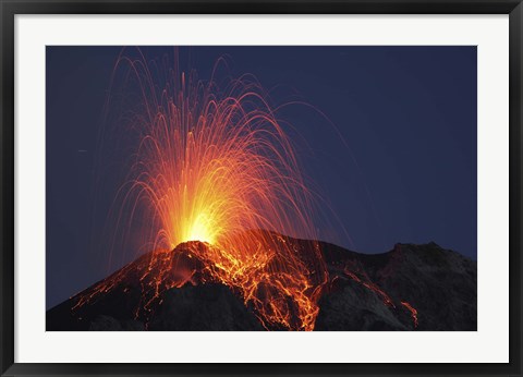 Framed Stromboli Eruption, Aeolian Islands Print