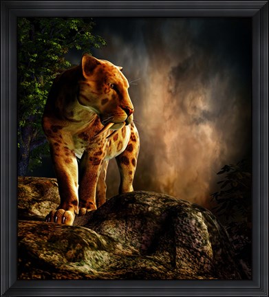 Framed Sabre-toothed Cat Print