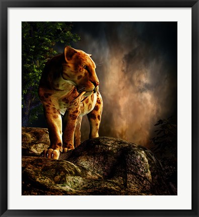 Framed Sabre-toothed Cat Print