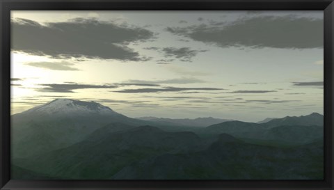 Framed Terragen Render at Twilight Print