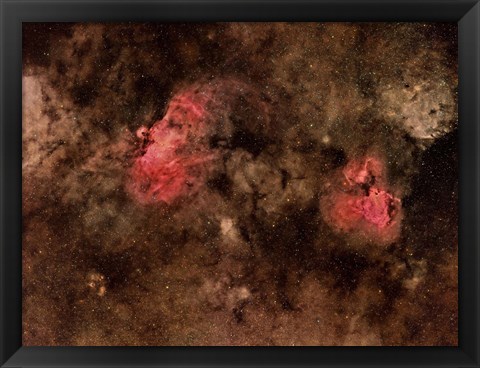 Framed Eagle Nebula and Swan Nebula Print