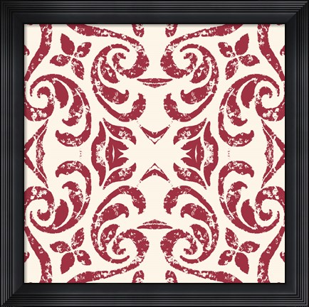 Framed Damask Red Print