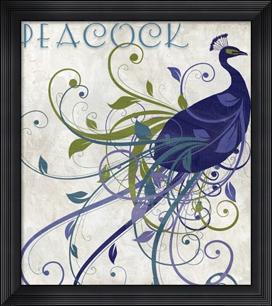 Framed Peacock Nouveau I Print