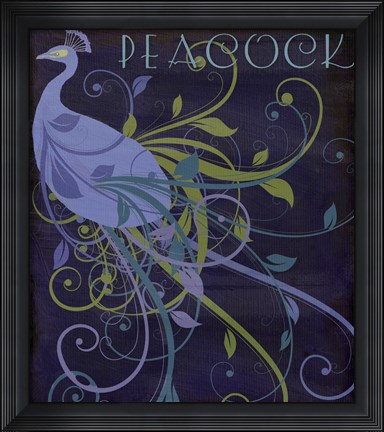 Framed Peacock Nouveau II Print