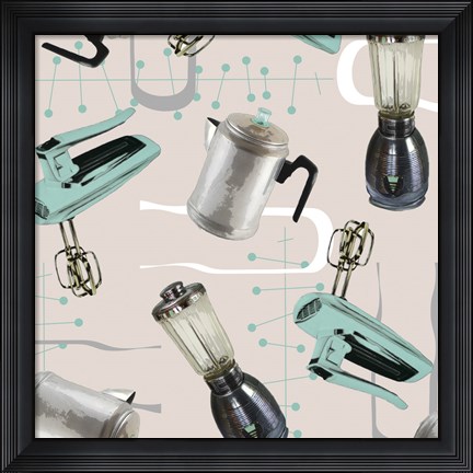 Framed Fifties Patterns I Print