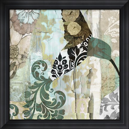 Framed Hummingbird Batik I Print