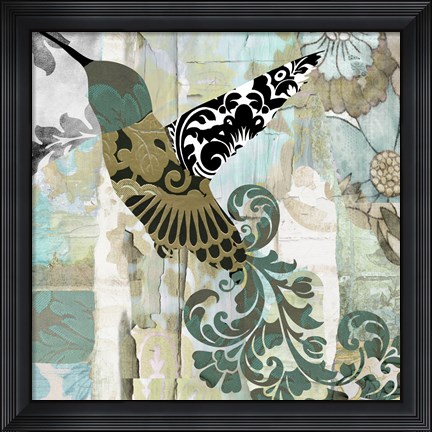 Framed Hummingbird Batik II Print
