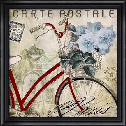 Framed Postale Paris II Print