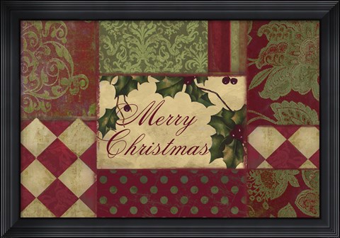 Framed Merry Christmas Patchwork I Print
