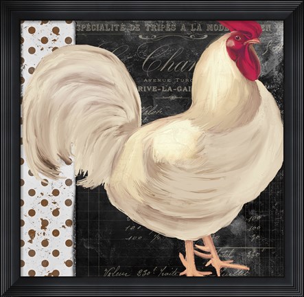 Framed White Rooster Cafe I Print