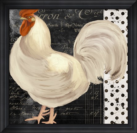 Framed White Rooster Cafe II Print