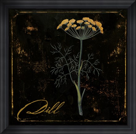 Framed Black Gold Herbs I Print