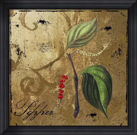 Framed Black Gold Herbs III Print
