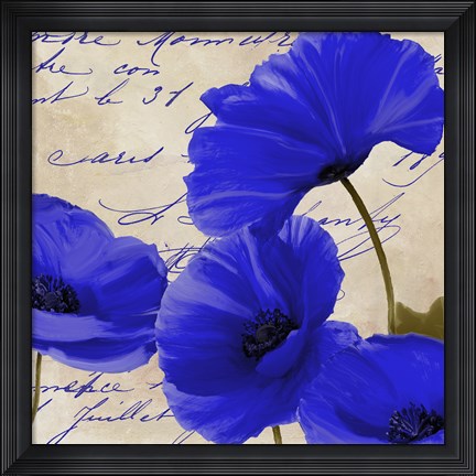 Framed Coquelicots Bleues I Print