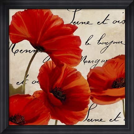 Framed Coquelicots Rouge I Print