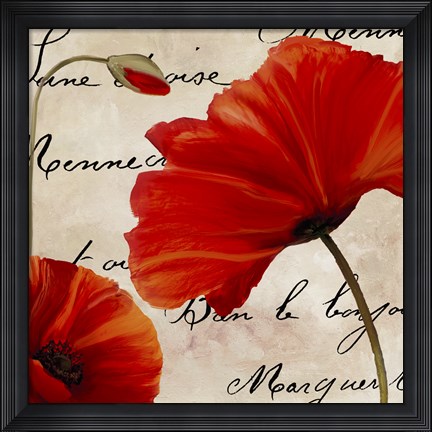 Framed Coquelicots Rouge II Print