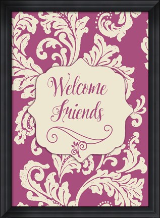 Framed Welcome Flag Pink Print