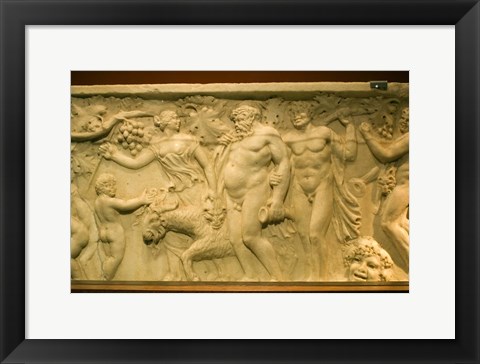 Framed Roman sarcophagus, Museo de la Cultura del Vino, Briones Village, La Rioja, Spain Print